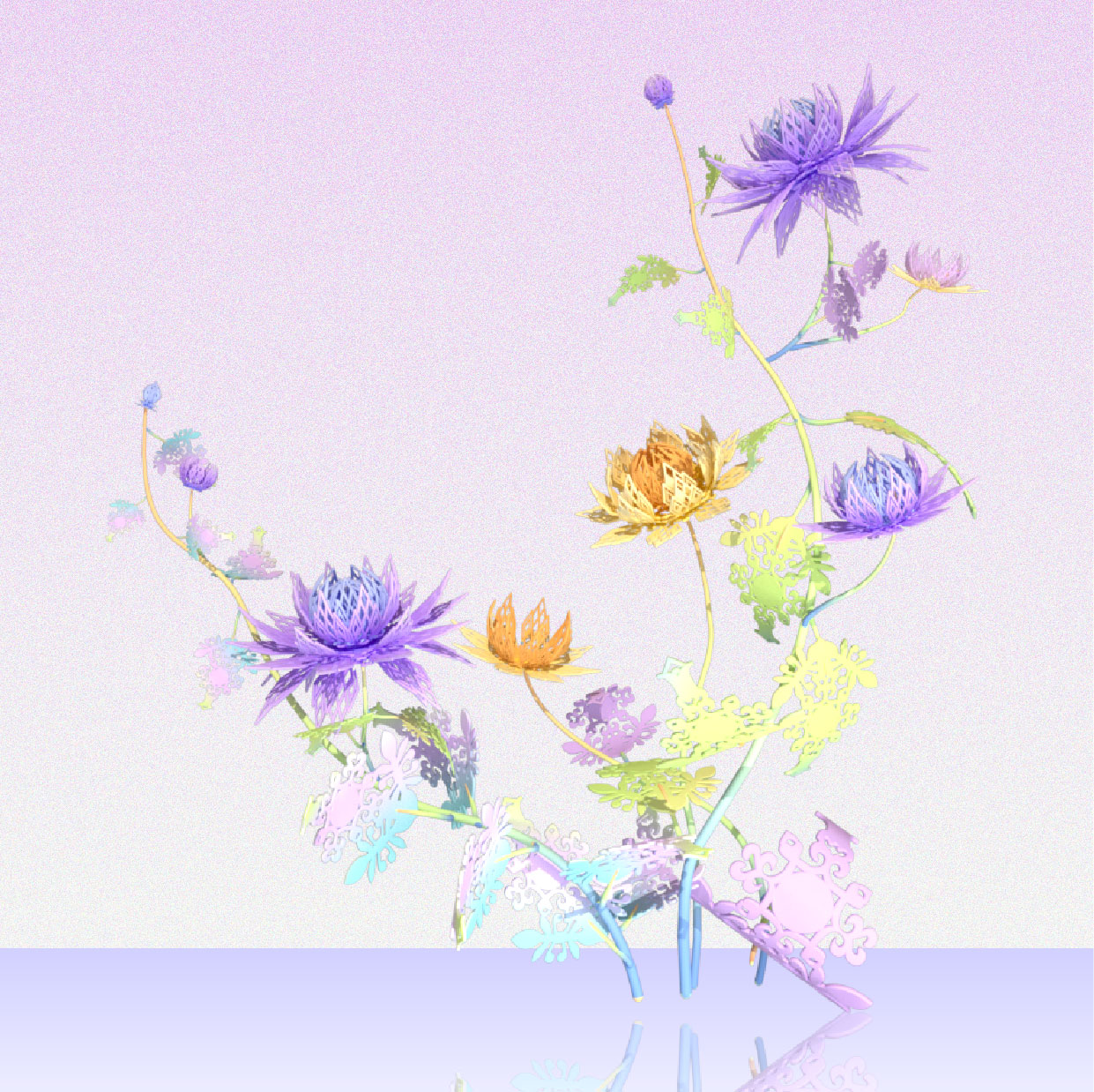 蜀锦纹样植物数字模型